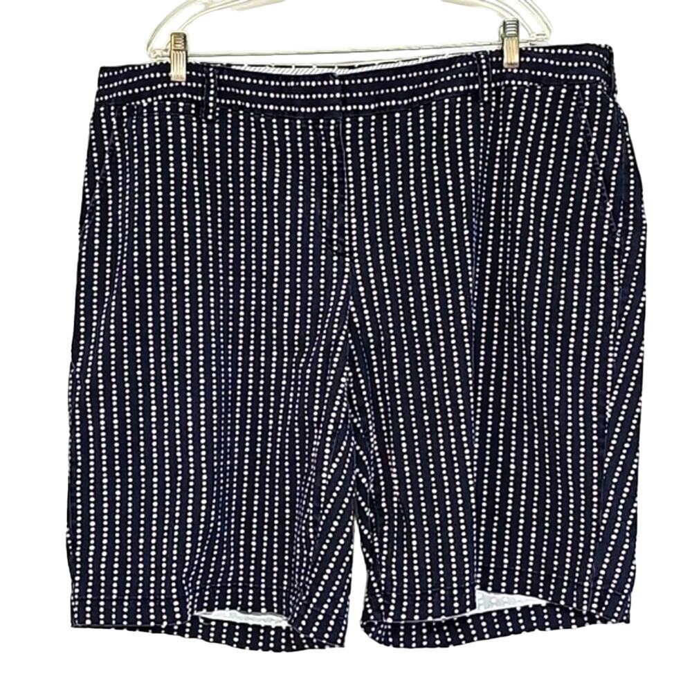 Lands' End Womens Sz 22W Blue Polka Dot Midrise Pockets Modest 11" Shorts